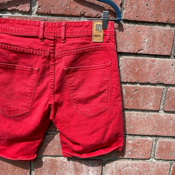 ZARA Red Denim Mom Shorts - Picture 5 of 9